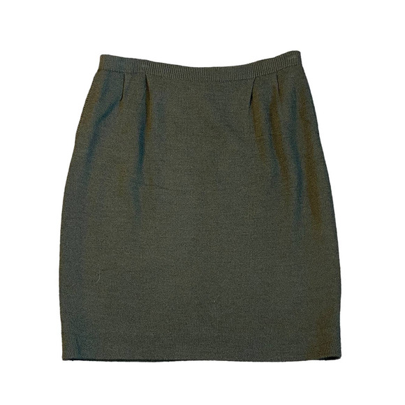 St. John Dresses & Skirts - Vintage St. John Collection Marie Gray Olive Green Wool Sweater Skirt Size 12